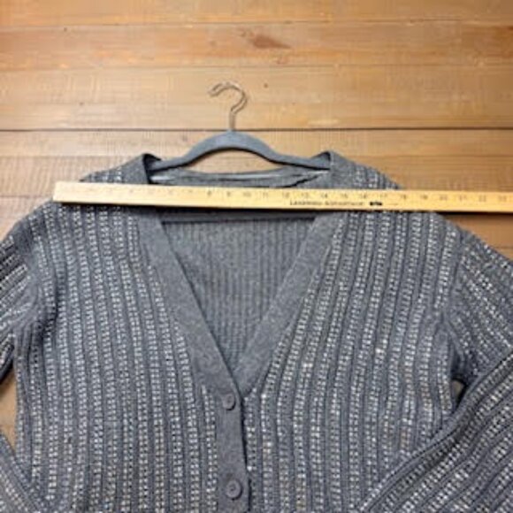NWT INC International Concepts Shine Cardigan Gray Sequin Sweater Women’s XXL - Picture 6 of 14